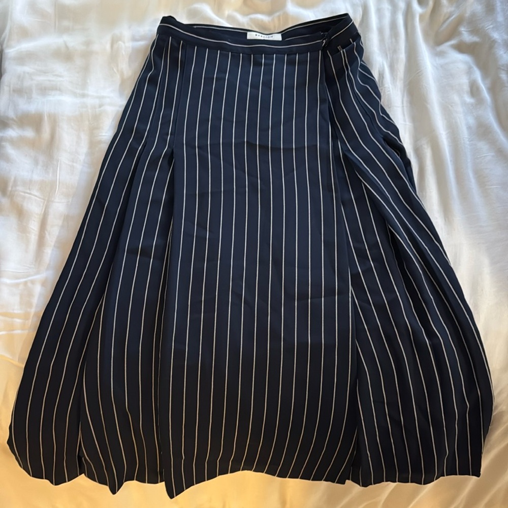 Babaton Navy Pinstripe Midi Skirt